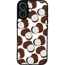 Scaleta Case iPhone 17 Uyumlu Coconat Tasarımlı Glossy Mat Siyah Silikon Telefon Kılıfı