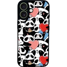 Scaleta Case iPhone 17 Uyumlu Panda Tasarımlı Glossy Mat Siyah Silikon Telefon Kılıfı