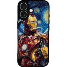 Scaleta Case iPhone 17 Uyumlu Iron Man Tasarımlı Glossy Mat Siyah Silikon Telefon Kılıfı