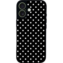 Scaleta Case iPhone 17 Uyumlu Puantiye Tasarımlı Glossy Mat Siyah Silikon Telefon Kılıfı