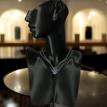 925 Ayar Gümüş Mavi Taşlı Fatmanın Eli Kolye