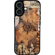 Scaleta Case iPhone 17 Uyumlu Harita Tasarımlı Glossy Mat Siyah Silikon Telefon Kılıfı