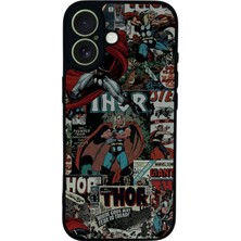 Scaleta Case iPhone 17 Uyumlu Thor Tasarımlı Glossy Mat Siyah Silikon Telefon Kılıfı
