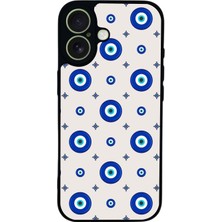 Scaleta Case iPhone 17 Uyumlu Nazar Tasarımlı Glossy Mat Siyah Silikon Telefon Kılıfı