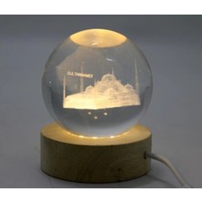 Renklime 3D Istanbul Temalı Kristal Cam Küre LED Lamba Model 1
