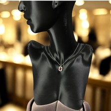 925 Ayar Gümüş Baget Kesim Kırmızı Taşlı Kolye