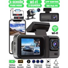 Renklime A-98 Wifi Full Hd 3 Kameralı Araç Içi Güvenlik Kamerası + Park Modu Kablosu Ön-Arka-Iç Kayıt,dashcam