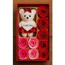 Seymen Bıçakçılık Kalpli Ayıcık ve Gül Kutusu | Sevgiliye Özel Hediyelik Set | Romantik Hediye Kutusu