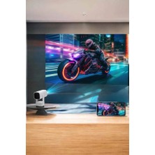 Renklime Akıllı Projeksiyon Powerbankli Taşınabilir Sinema Projektörü 4K Hd Kaliteli
