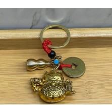 Renklime Metal Şans ve Bereket Kedisi Anahtarlık Model 1