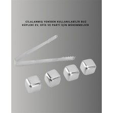 Renklime Paslanmaz Çelikten Üretilmiş Metal Buz Küpü Seti ve Buz Klipsi