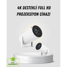 Renklime Full Hd 4K Destekli Akıllı Projeksiyon – 130 Inç Ekran, Uzun Ömürlü Ampul ve Çoklu Giriş
