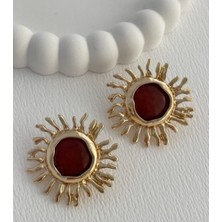 Gold Kahverengi Güneş Model Küpe