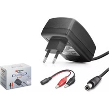 Peace B5057 12V 2.5A 30W Krokodil Maşa Uçlu Hızlı Akü Şarj Adaptörü - Siyah - 1 Adet
