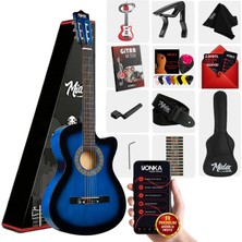 Midex CG-395BL Mavi Renk Kesik Klasik Gitar 4/4 Yetişkin Boy Sap Ayarlı Full Set