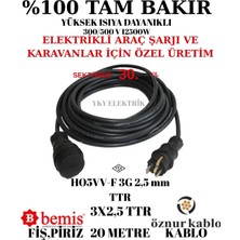 Öznur Kablo Seyyar Uzatma  3x2,5 HO5VV-F TTR  20 Metre %100 Tam Bakır Seyyar Kablo Karavan,araç Şarj ve Endüstriyel Makinlere UYGUNDUR.!!!