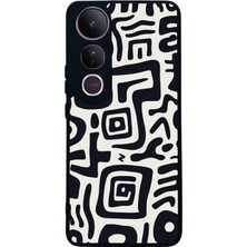 Scaleta Case Vivo V50 Lite Uyumlu Vintage Tasarımlı Glossy Mat Siyah Silikon Telefon Kılıfı