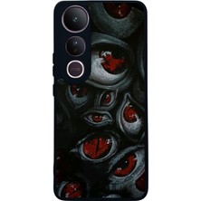 Scaleta Case Vivo V50 Lite Uyumlu Göz Tasarımlı Glossy Mat Siyah Silikon Telefon Kılıfı