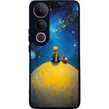 Scaleta Case Vivo V50 Lite Uyumlu Küçük Prens Tasarımlı Glossy Mat Siyah Silikon Telefon Kılıfı