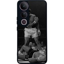 Scaleta Case Vivo V50 Lite Uyumlu Boks Tasarımlı Glossy Mat Siyah Silikon Telefon Kılıfı