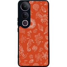 Scaleta Case Vivo V50 Lite Uyumlu Deniz Kabuğu Tasarımlı Glossy Mat Siyah Silikon Telefon Kılıfı