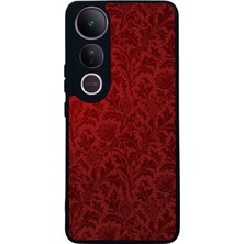 Scaleta Case Vivo V50 Lite Uyumlu Çiçek Tasarımlı Glossy Mat Siyah Silikon Telefon Kılıfı