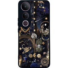 Scaleta Case Vivo V50 Lite Uyumlu Astral Tasarımlı Glossy Mat Siyah Silikon Telefon Kılıfı
