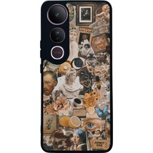 Scaleta Case Vivo V50 Lite Uyumlu Tarih Tasarımlı Glossy Mat Siyah Silikon Telefon Kılıfı