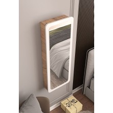 Macco Mobilya Takı Dolabı Aynalı Çok Amaçlı Hediyelik Takı Dolabı Atlantik Çam Gövde Beyaz Kapak