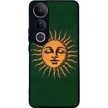 Scaleta Case Vivo V50 Lite Uyumlu Güneş Tasarımlı Glossy Mat Siyah Silikon Telefon Kılıfı