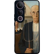 Scaleta Case Vivo V50 Lite Uyumlu Tablo Tasarımlı Glossy Mat Siyah Silikon Telefon Kılıfı