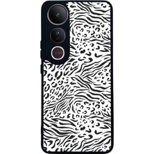Scaleta Case Vivo V50 Lite Uyumlu Zebra Desenli Glossy Mat Siyah Silikon Telefon Kılıfı