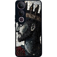 Scaleta Case Vivo V50 Lite Uyumlu Mozaik Tasarımlı Glossy Mat Siyah Silikon Telefon Kılıfı