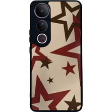 Scaleta Case Vivo V50 Lite Uyumlu Yıldız Tasarımlı Glossy Mat Siyah Silikon Telefon Kılıfı