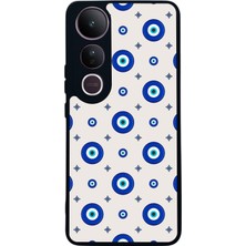 Scaleta Case Vivo V50 Lite Uyumlu Nazar Tasarımlı Glossy Mat Siyah Silikon Telefon Kılıfı