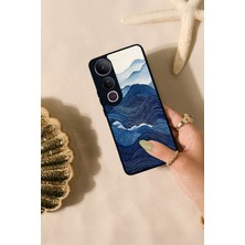 Scaleta Case Vivo V50 Lite Uyumlu Okyanus Tasarımlı Glossy Mat Siyah Silikon Telefon Kılıfı