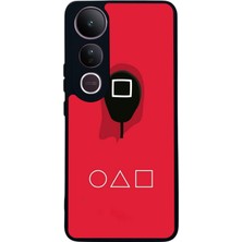 Scaleta Case Vivo V50 Lite Uyumlu Squid Game Tasarımlı Glossy Mat Siyah Silikon Telefon Kılıfı