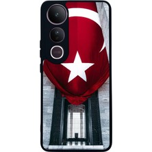 Scaleta Case Vivo V50 Lite Uyumlu Türk Bayrağı Tasarımlı Glossy Mat Siyah Silikon Telefon Kılıfı