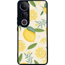 Scaleta Case Vivo V50 Lite Uyumlu Meyve Tasarımlı Glossy Mat Siyah Silikon Telefon Kılıfı