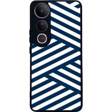 Scaleta Case Vivo V50 Lite Uyumlu Geometrik Tasarımlı Glossy Mat Siyah Silikon Telefon Kılıfı
