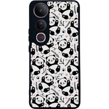 Scaleta Case Vivo V50 Lite Uyumlu Panda Tasarımlı Glossy Mat Siyah Silikon Telefon Kılıfı