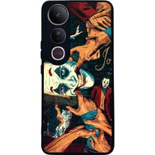 Scaleta Case Vivo V50 Lite Uyumlu Joker Tasarımlı Glossy Mat Siyah Silikon Telefon Kılıfı