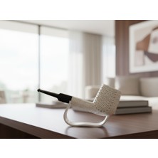 Goldenlight Meerschaum El Oyma Lületaşı Pipo Nokta Desenli Silindir Hazne 9mm Filtre Uyumlu Özel Tasarım