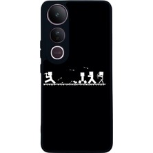 Scaleta Case Vivo V50 Lite Uyumlu Minecraft Tasarımlı Glossy Mat Siyah Silikon Telefon Kılıfı