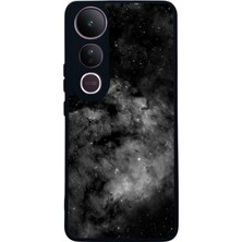 Scaleta Case Vivo V50 Lite Uyumlu Uzay Tasarımlı Glossy Mat Siyah Silikon Telefon Kılıfı