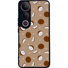 Scaleta Case Vivo V50 Lite Uyumlu Coconat Tasarımlı Glossy Mat Siyah Silikon Telefon Kılıfı