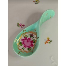 Manushum El Boyama Porselen Kaşık Lokumluk-Mint 1 Adet