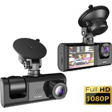 Renklime DV300 Yeni 3 Kameralı Araç Içi Kayıt Kamerası Trafik Recorder 2 Inç IPS Ekran Full Hd 1080P
