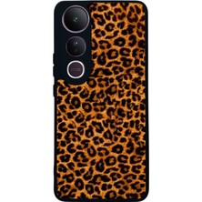 Scaleta Case Vivo V50 Lite Uyumlu Leopar Tasarımlı Glossy Mat Siyah Silikon Telefon Kılıfı