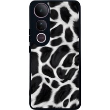 Scaleta Case Vivo V50 Lite Uyumlu Kürk Tasarımlı Glossy Mat Siyah Silikon Telefon Kılıfı